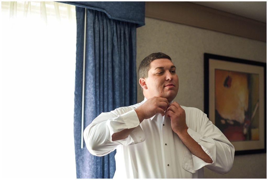 Concordville Inn in the Suburbs of Philly Wedding venue- photo of groom getting ready 