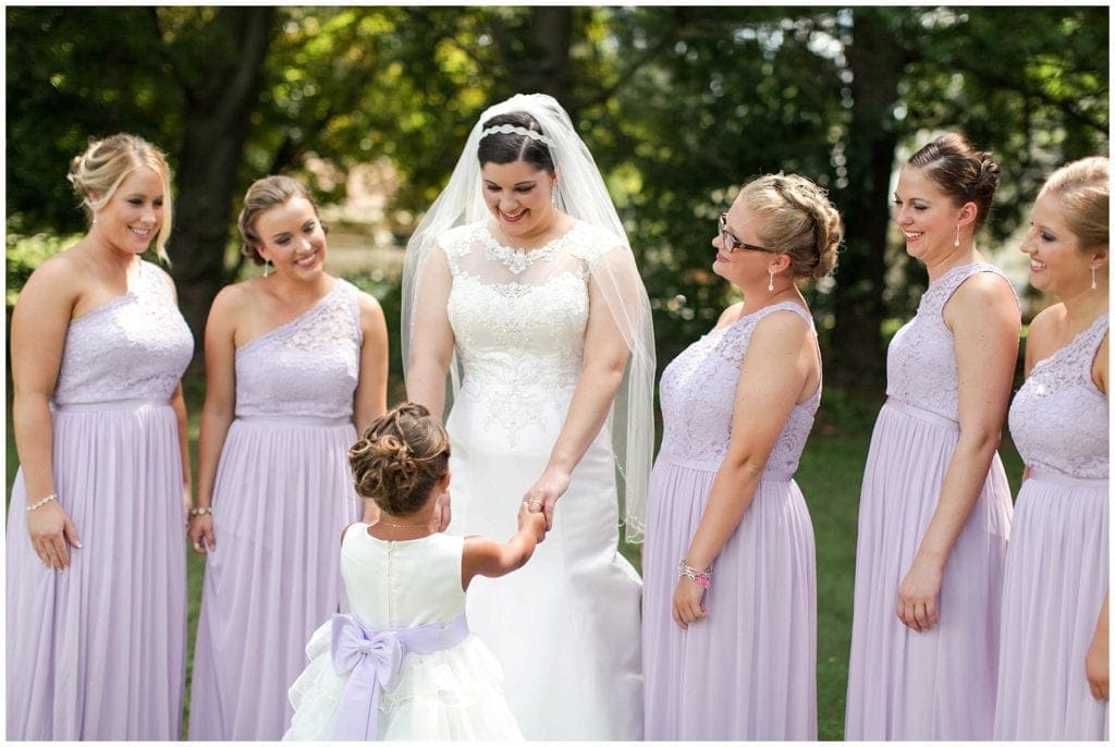 Concordville Inn wedding photos- bride with flower girl and bridesmaids