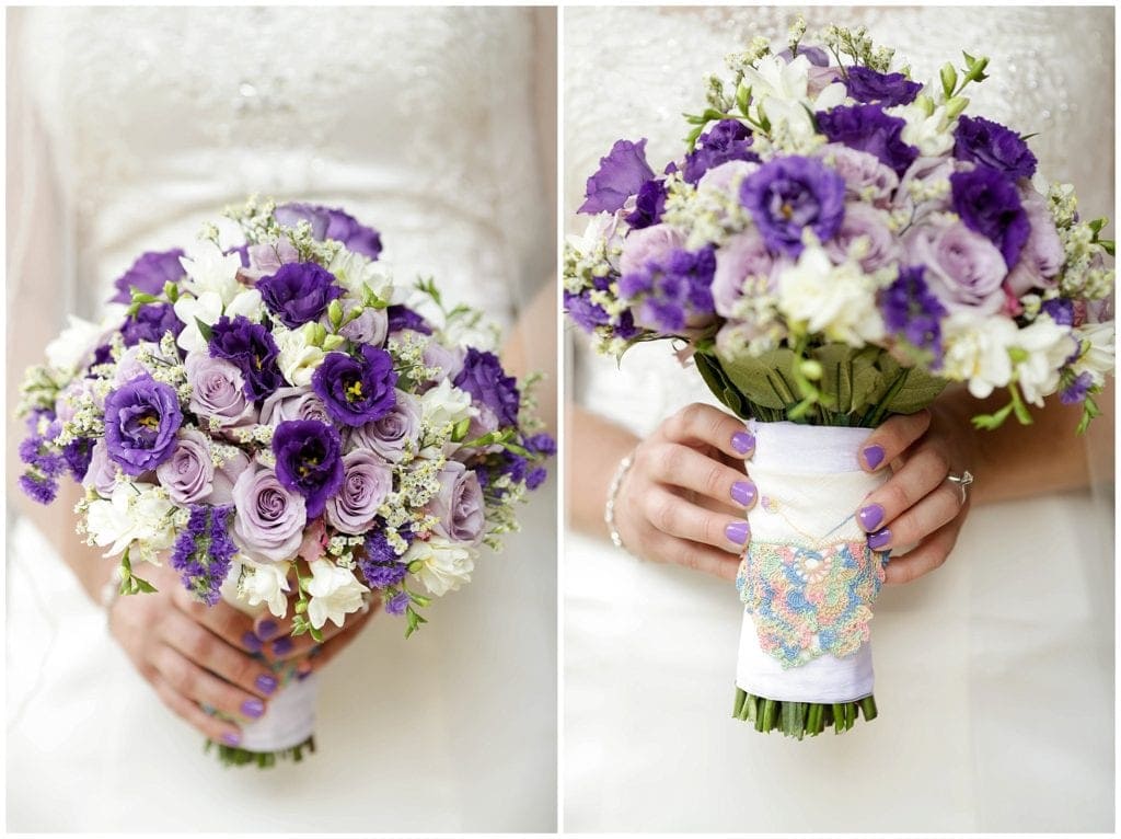 Stunning purple and white wedding bouquet - photo- Philly Wedding 