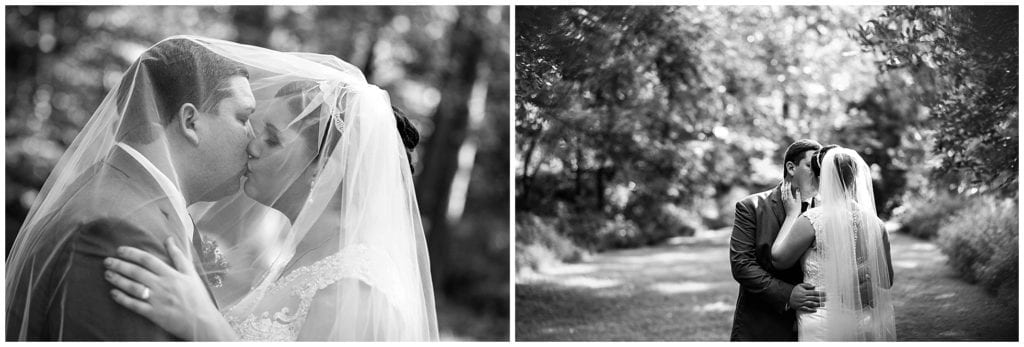 black and white portraits of bride and groom at Concordville Inn in Philly 