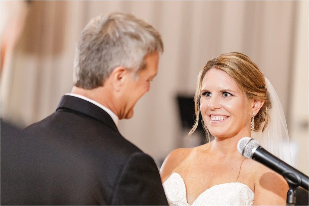 Happy bride during her wedding ceremony- Philly wedding