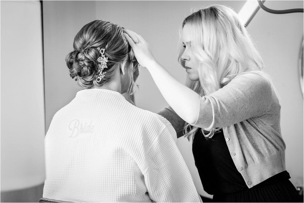 Bride getting her make up at Loews Hotel Philly 