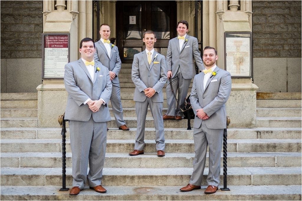 Grey and yellow grooms men outfits