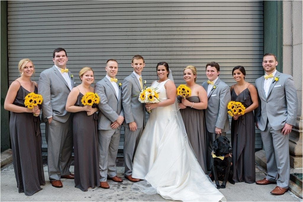 Yellow sunflowers is a great bouquet idea for a fall wedding in Philly