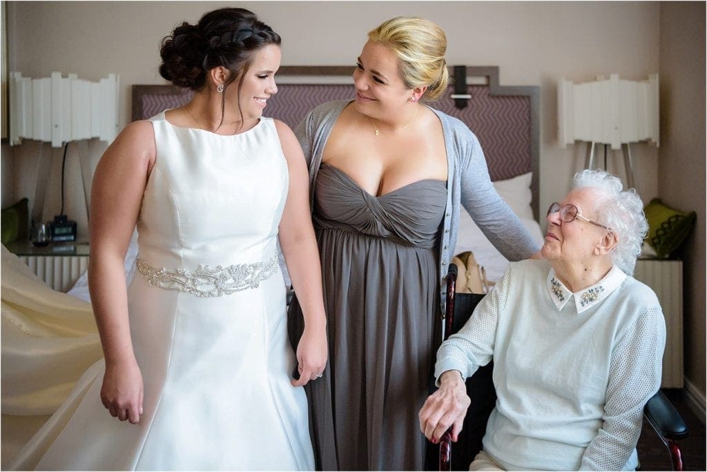 sweet bride moment with grandma at Hotel Palomar PA