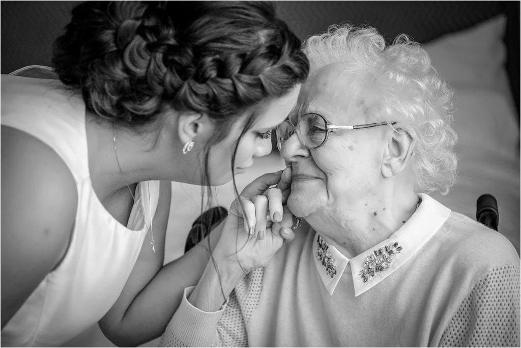 Emotional bride moment with grandma at Hotel Palomar 