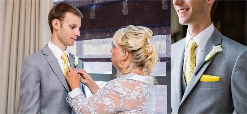 Grey and yellow wedding colors for groom 