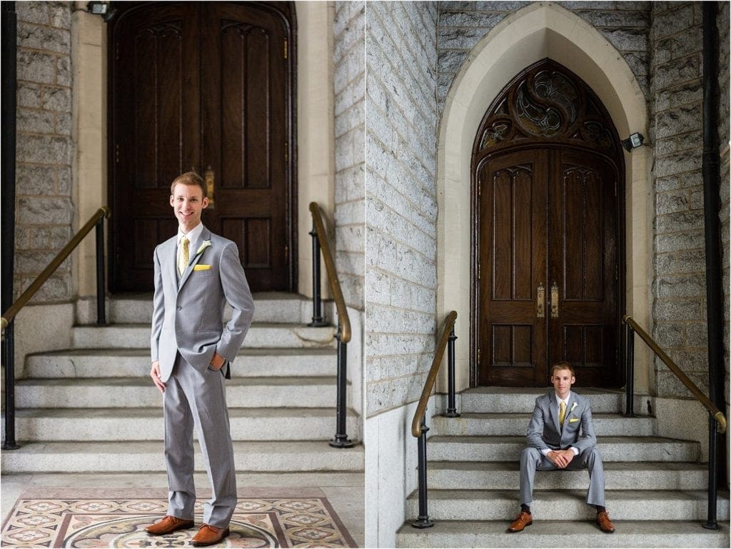 Love this philly groom in his yellow and grey wedding colors - fabulous suite 