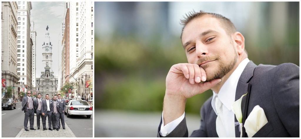 Philly wedding photos of groom and grooms men 