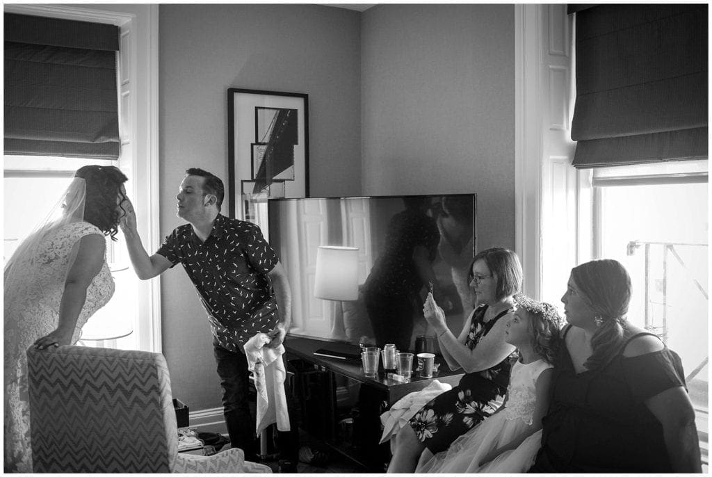 Make up touch up wedding day photos in Philly