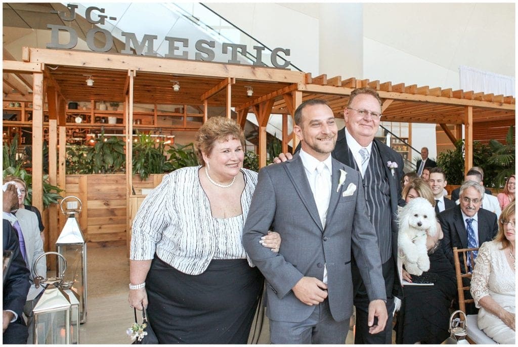 JG Domestic at the Cira Centre Wedding ceremony photos- groom entering venue 
