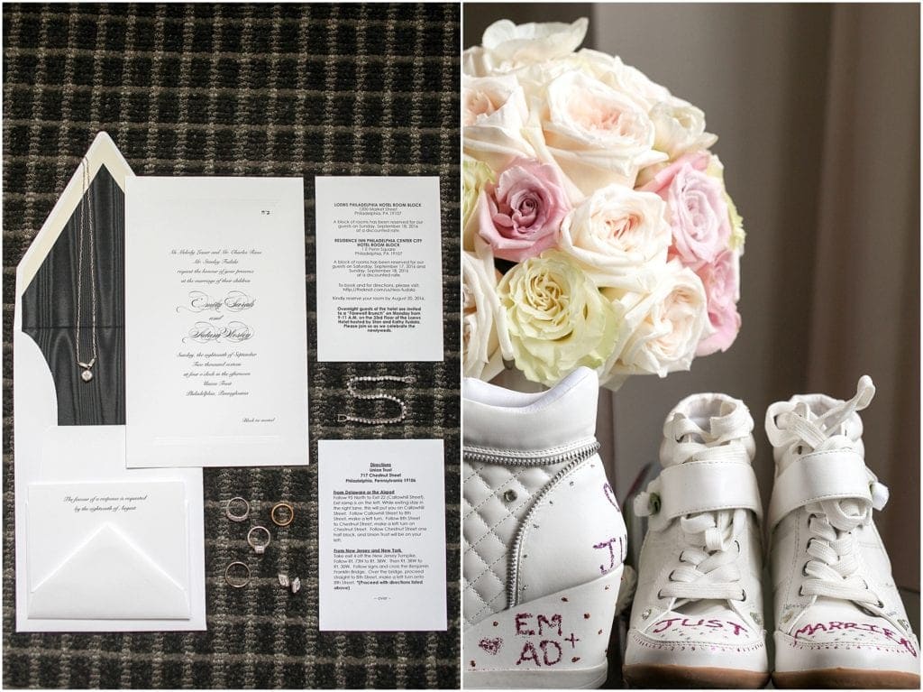 Custom sneakers for bride on wedding day 