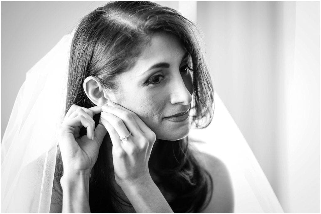 bride getting ready at Loews Hotel in Philadelphia PA 