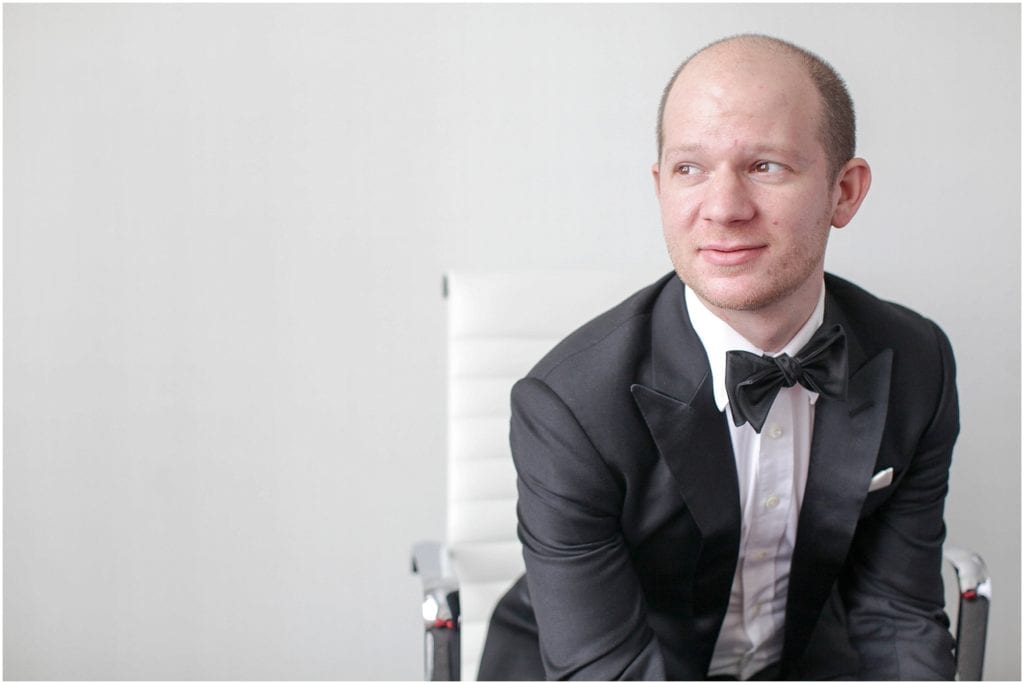 Portrait of groom at Loews Hotel in Philadelphia 