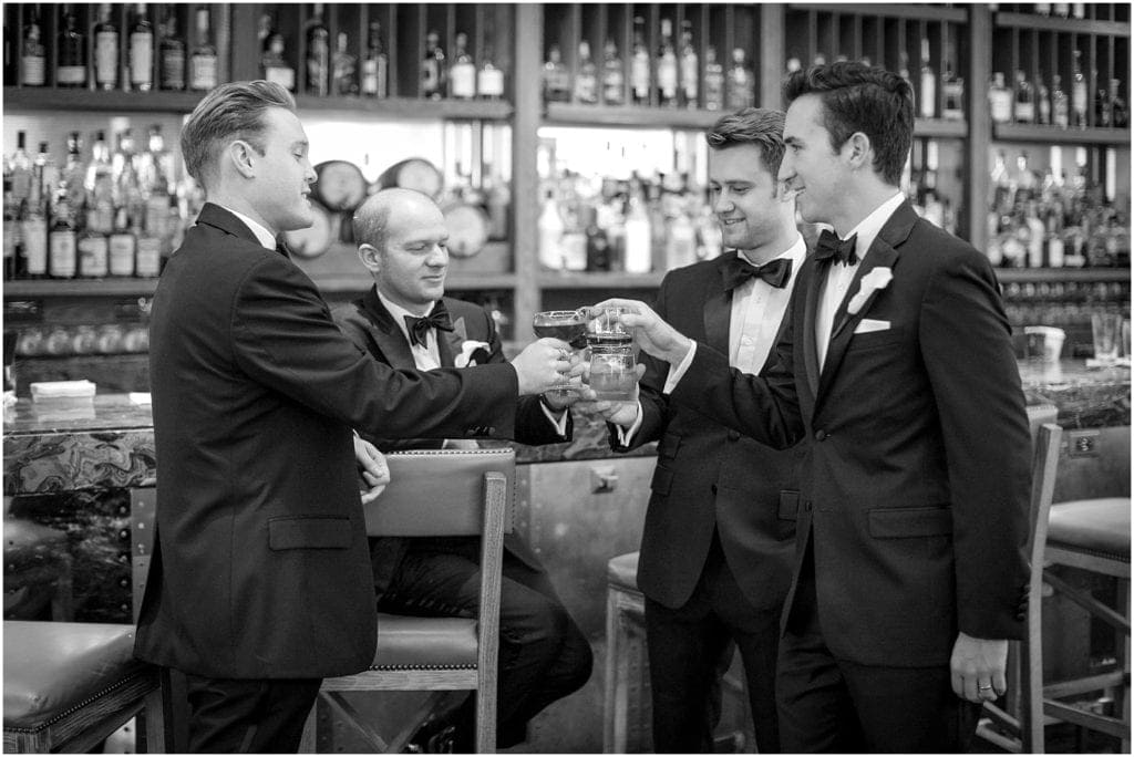 Hotel Loews has a great bar which is wonderful for getting ready photos of groom with grooms men 