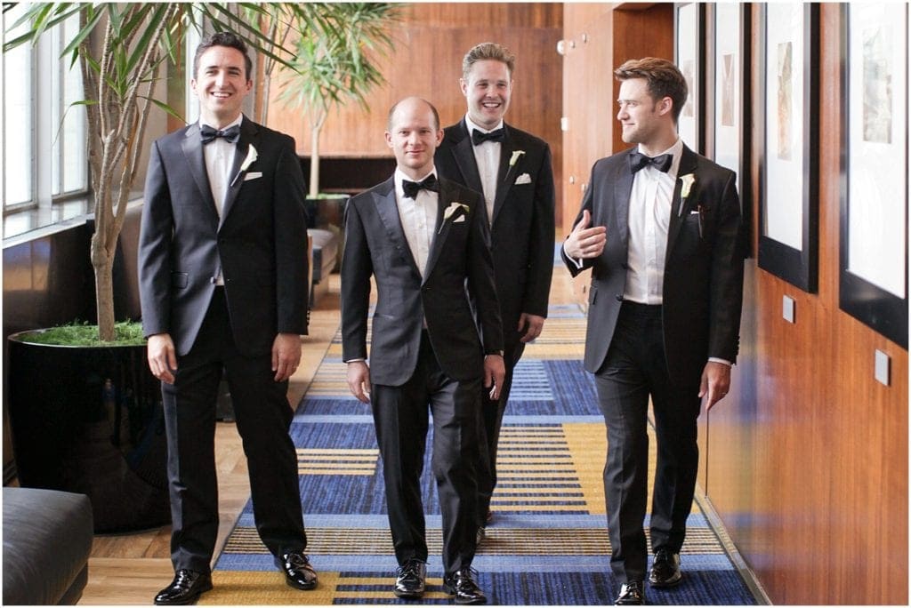 Elegant grooms men at Hotel Loews in Philadelphia 