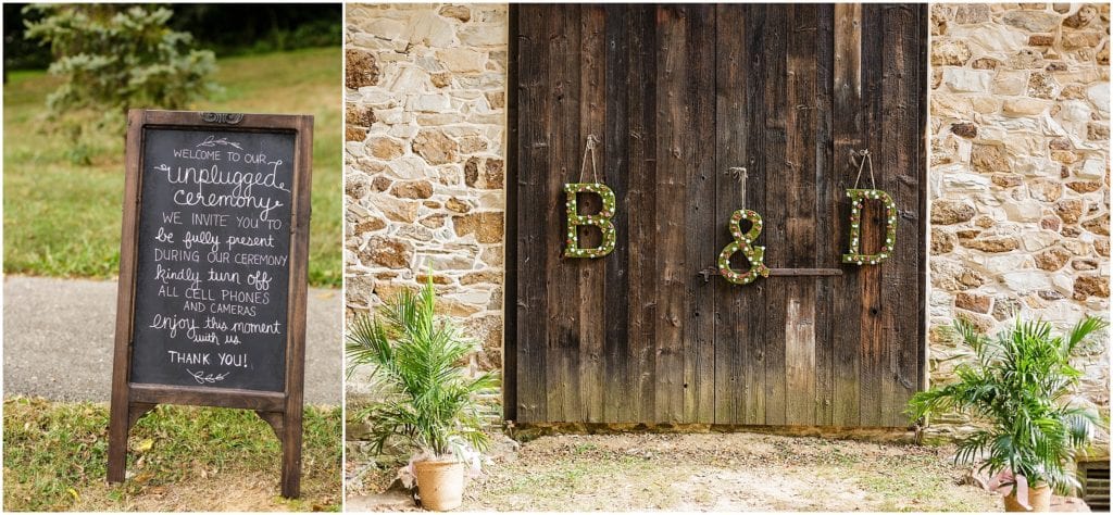 Rustic wedding ideas for signs at the door 