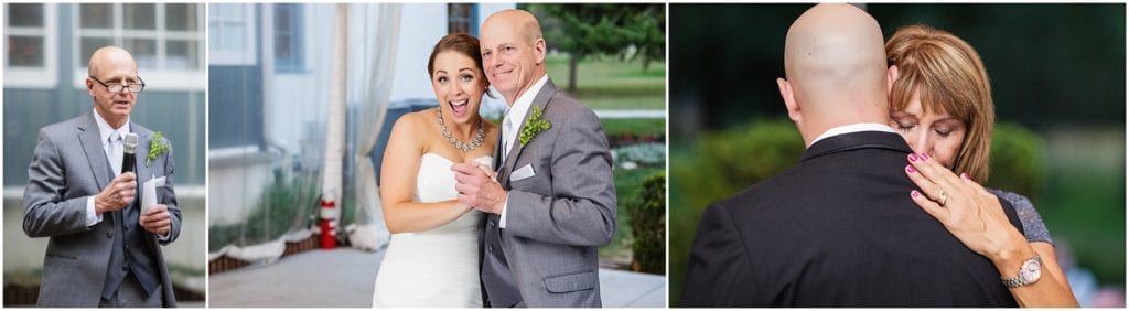 Parent dances at tented wedding outdoors 