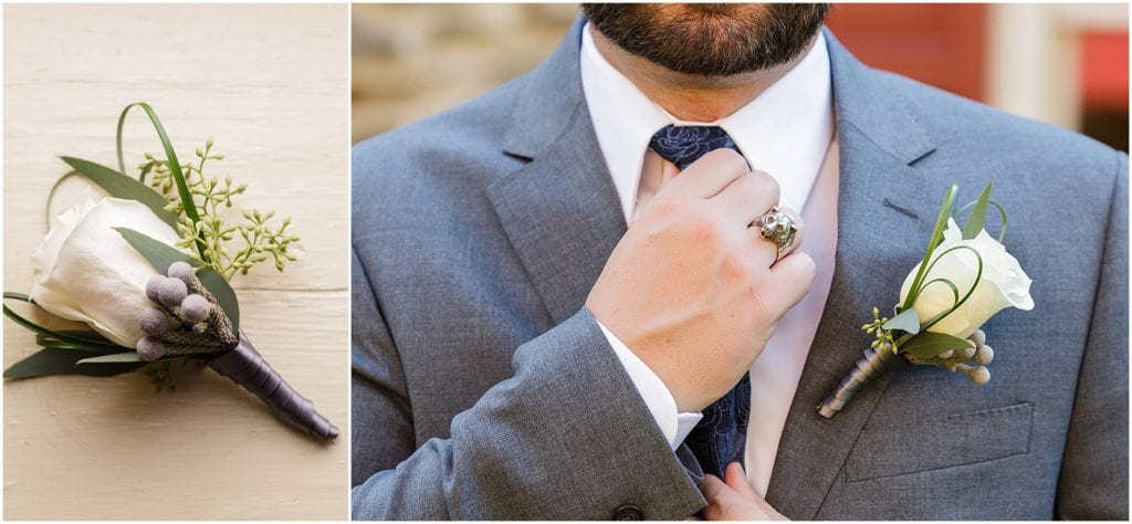 rustic wedding details for the groom 