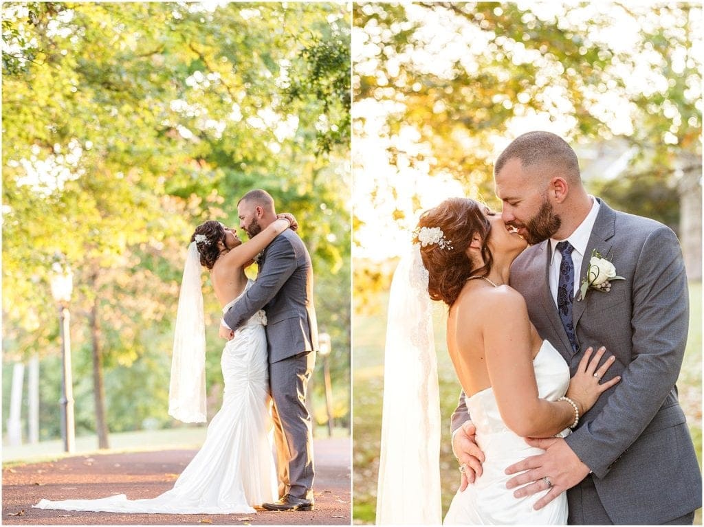 Outdoor wedding pictures of bride and groom Fall afternoon