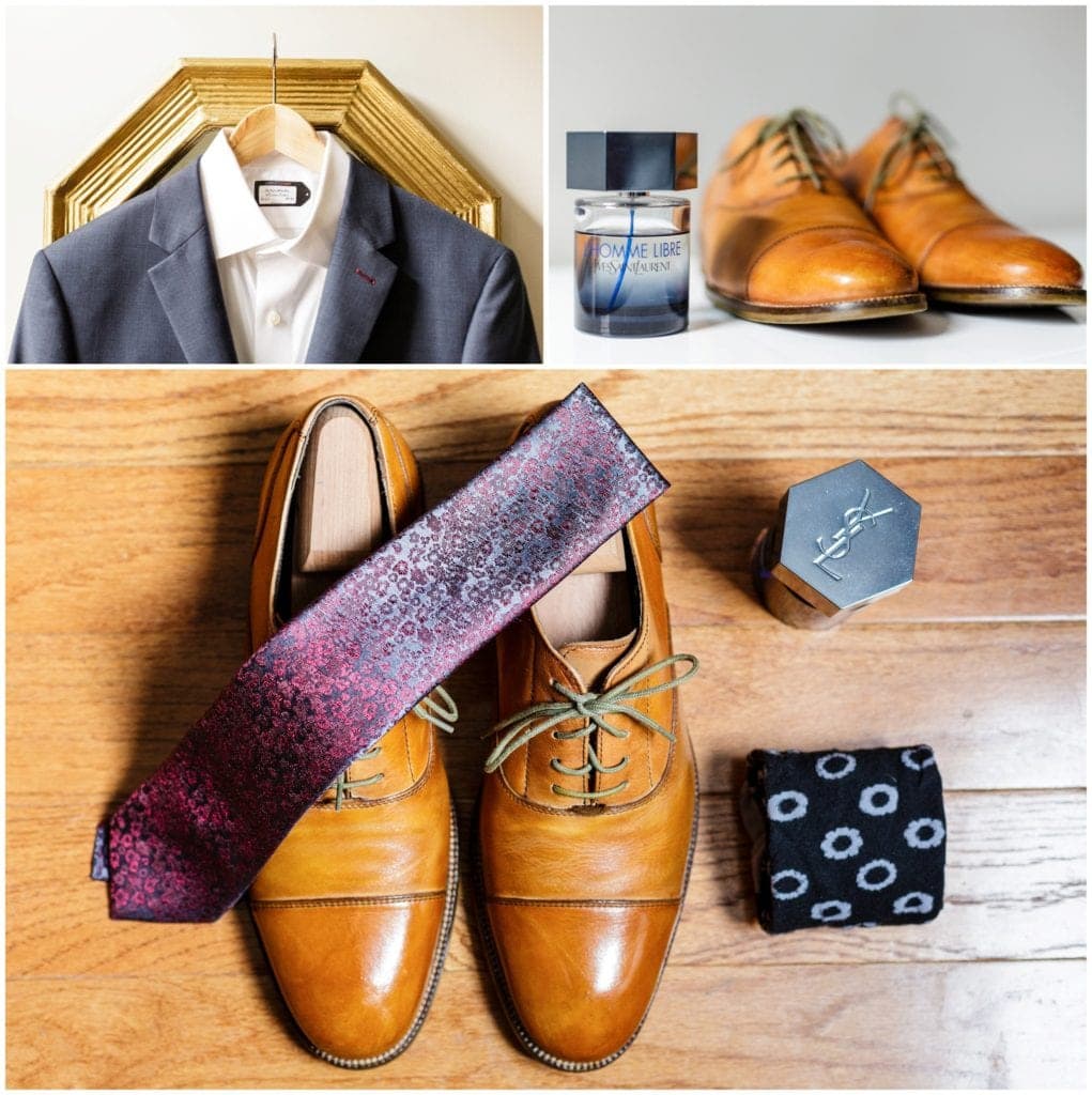 Andy's blue Indochino suit went perfectly with his vibrant Van Heusen tie . great unique groom outfit ideas