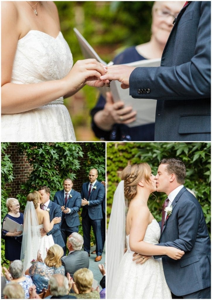 During their College of Physicians Wedding Ceremony, Jessica and Andy exchanged rings and sealed their vows with a joyful kiss.
