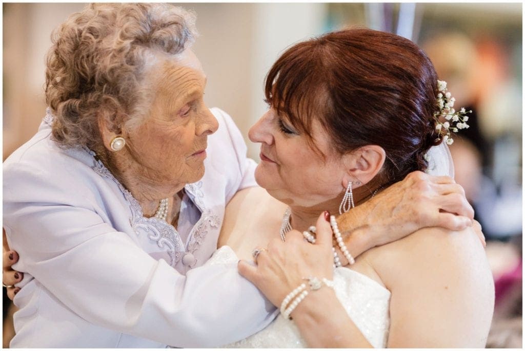Special moment of bride and her grandmother on her wedding day