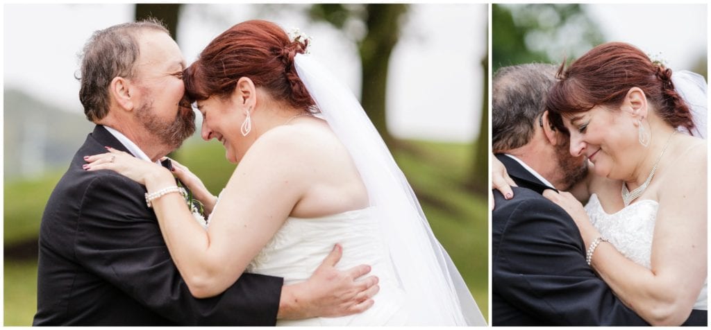 Bride and groom pose for a joyous moment for this PA wedding