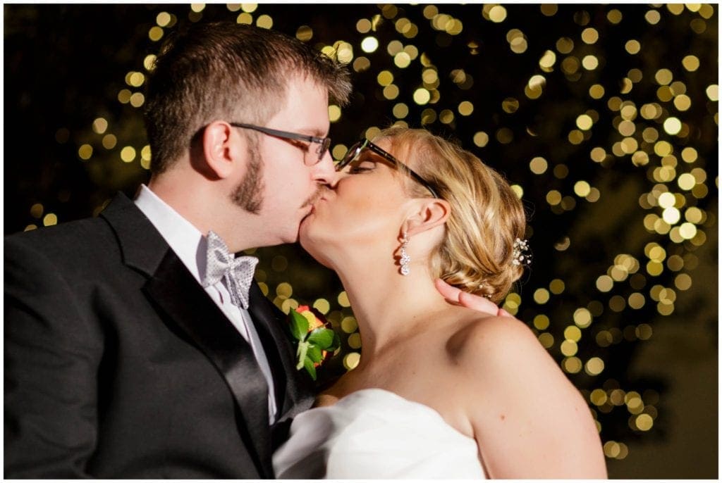 Bride and groom twinkle lights night photos at William Penn Inn, Ashley Gerrity Photography