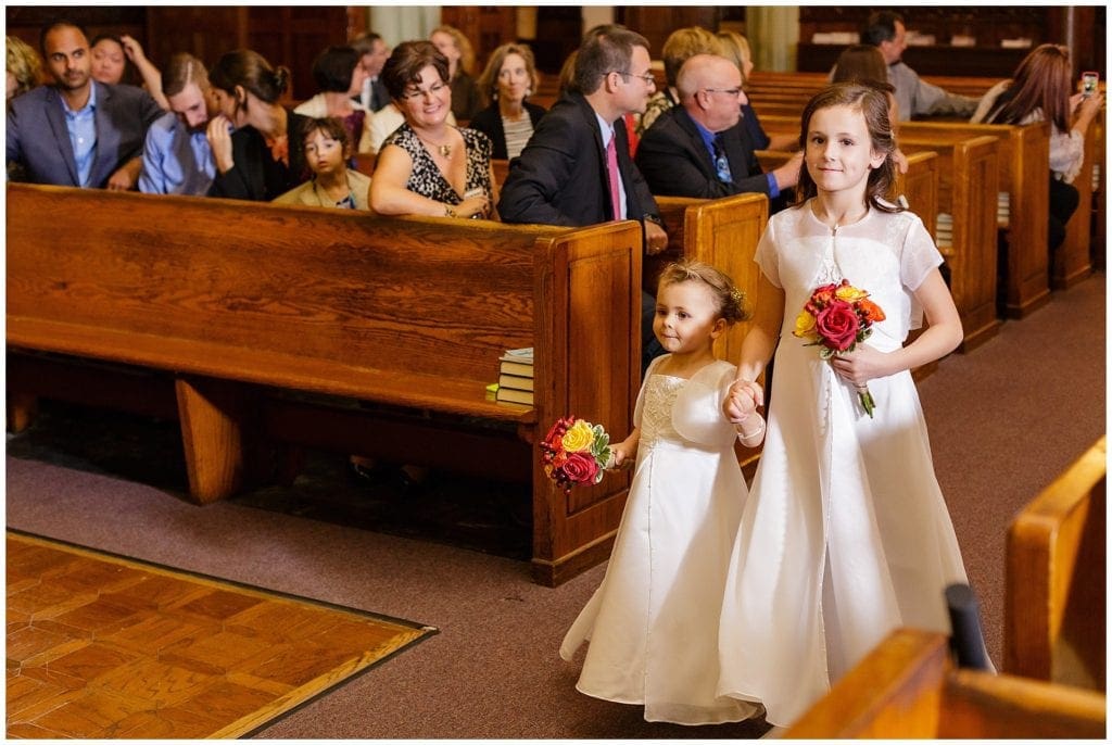 Flower girls, walking down the aisle