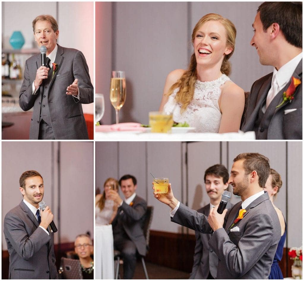 toasts, reception, bride and groom