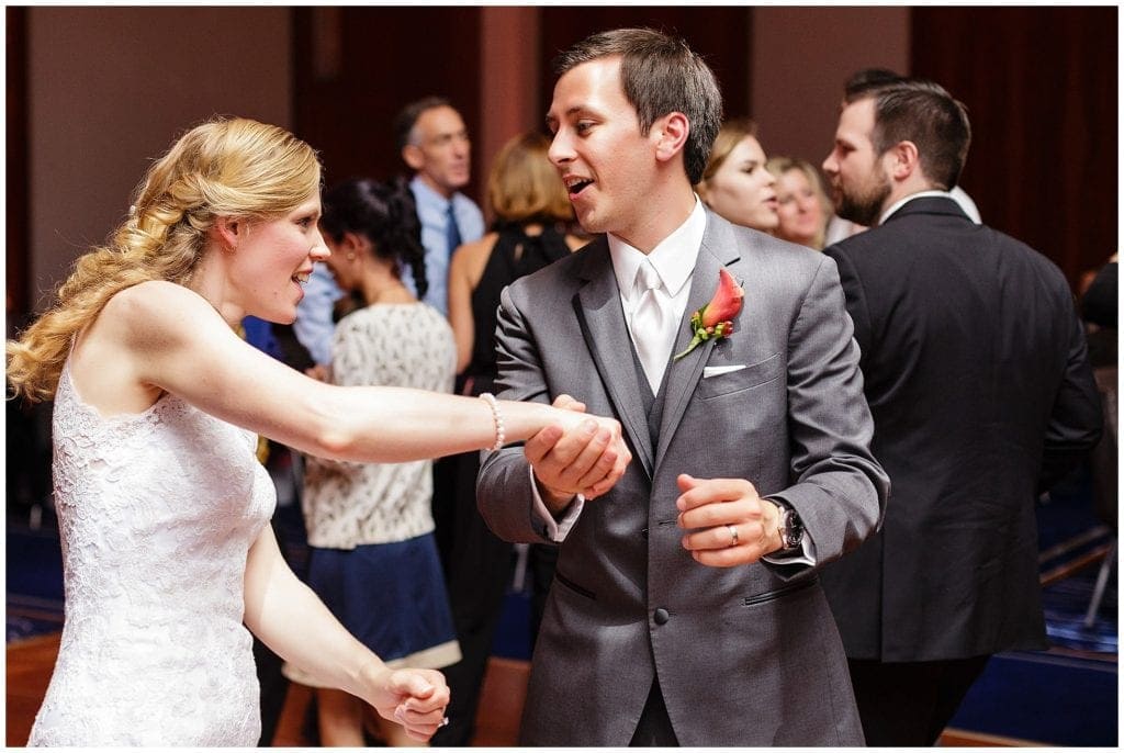 reception, dancing, bride and groom
