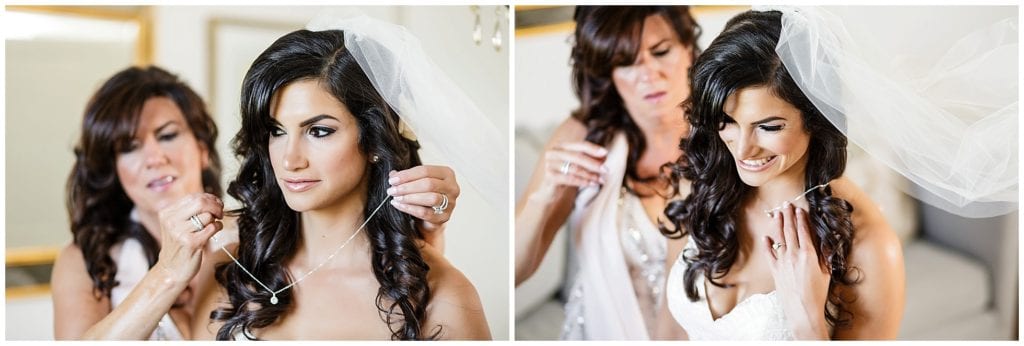 stunning bride getting ready for her rustic chic wedding at Huntingdon Valley Country Club 