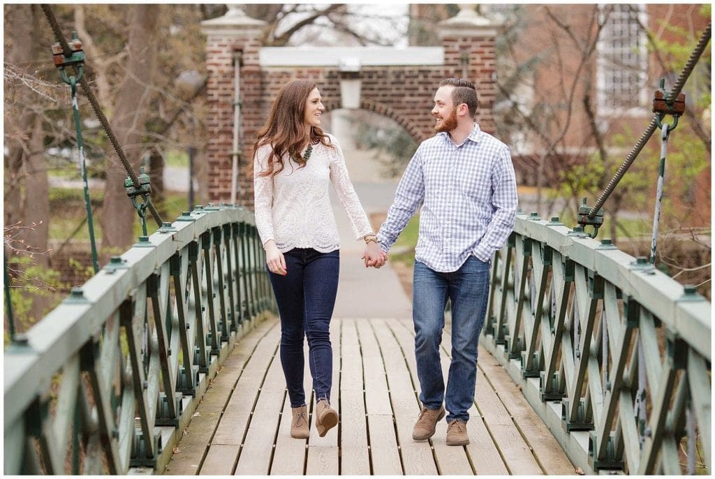 Rutgers University Engagement pictures on Douglas campus- Bridge photos 