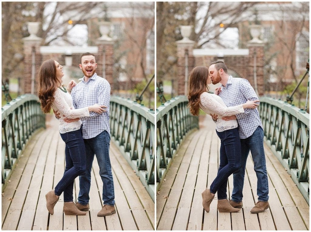 Run romantic engagement pictures at Rutgers University