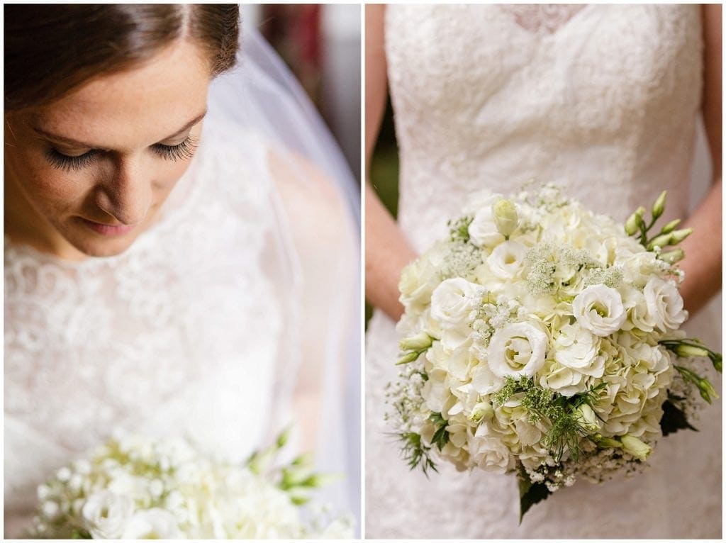 All white and green wedding bouquet falls in line with Pantone 2017 color of the year 