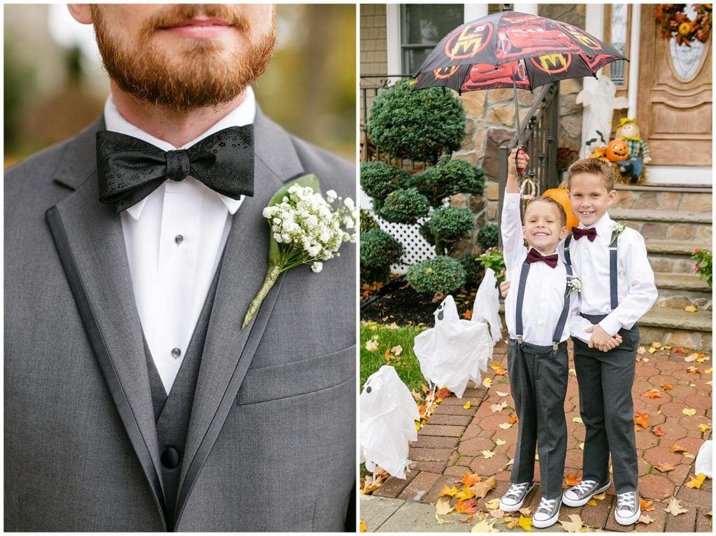 ring bearers wore all stars and walked in with their kids umbrella. I loved their overalls and burgundy bow ties
