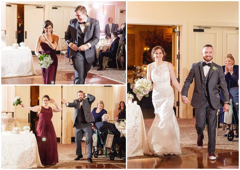 Reception entrance for fall wedding at Farmhouse at the Grand Colonial