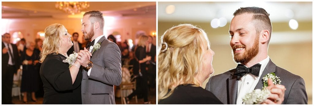 mother son dance during reception at Farmhouse at the Grand Colonial