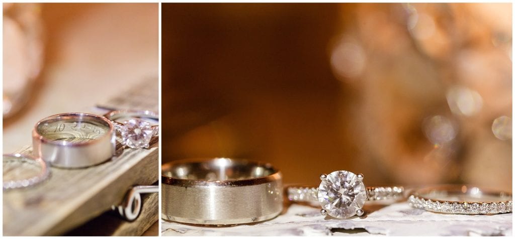 Photos of Platinum rings during this The Farmhouse at the Grand Colonial wedding 