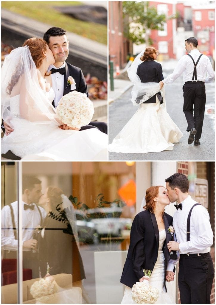 Philly wedding bride and groom working Philly Streets 