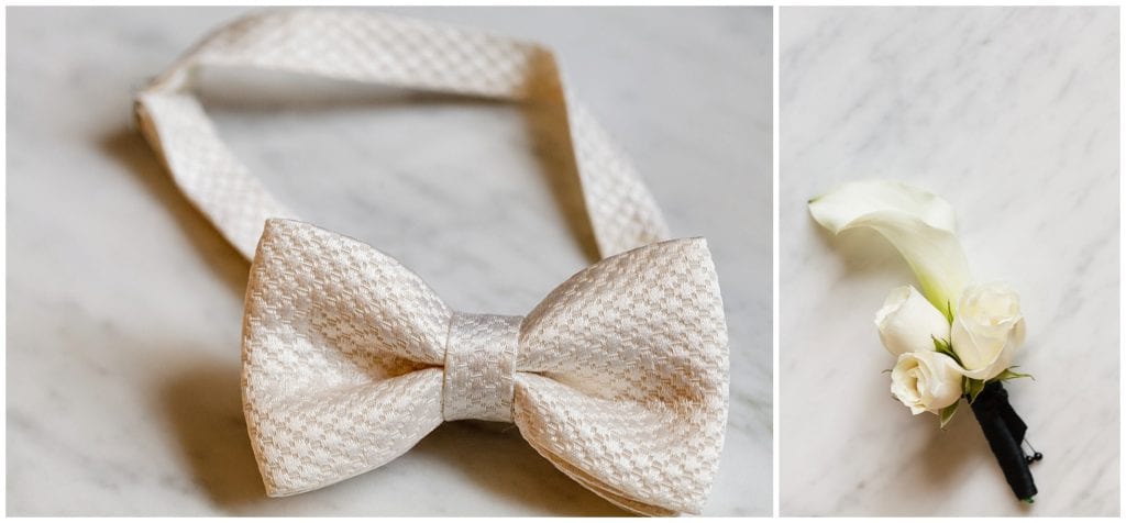 love this champagne color bow tie for groom on wedding day. Philly wedding 