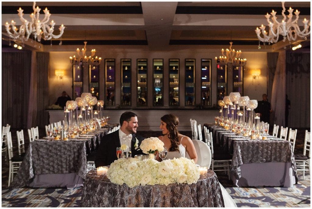 gorgeous elegant wedding decor white, silver and black tie wedding at Vie in Philadelphia 