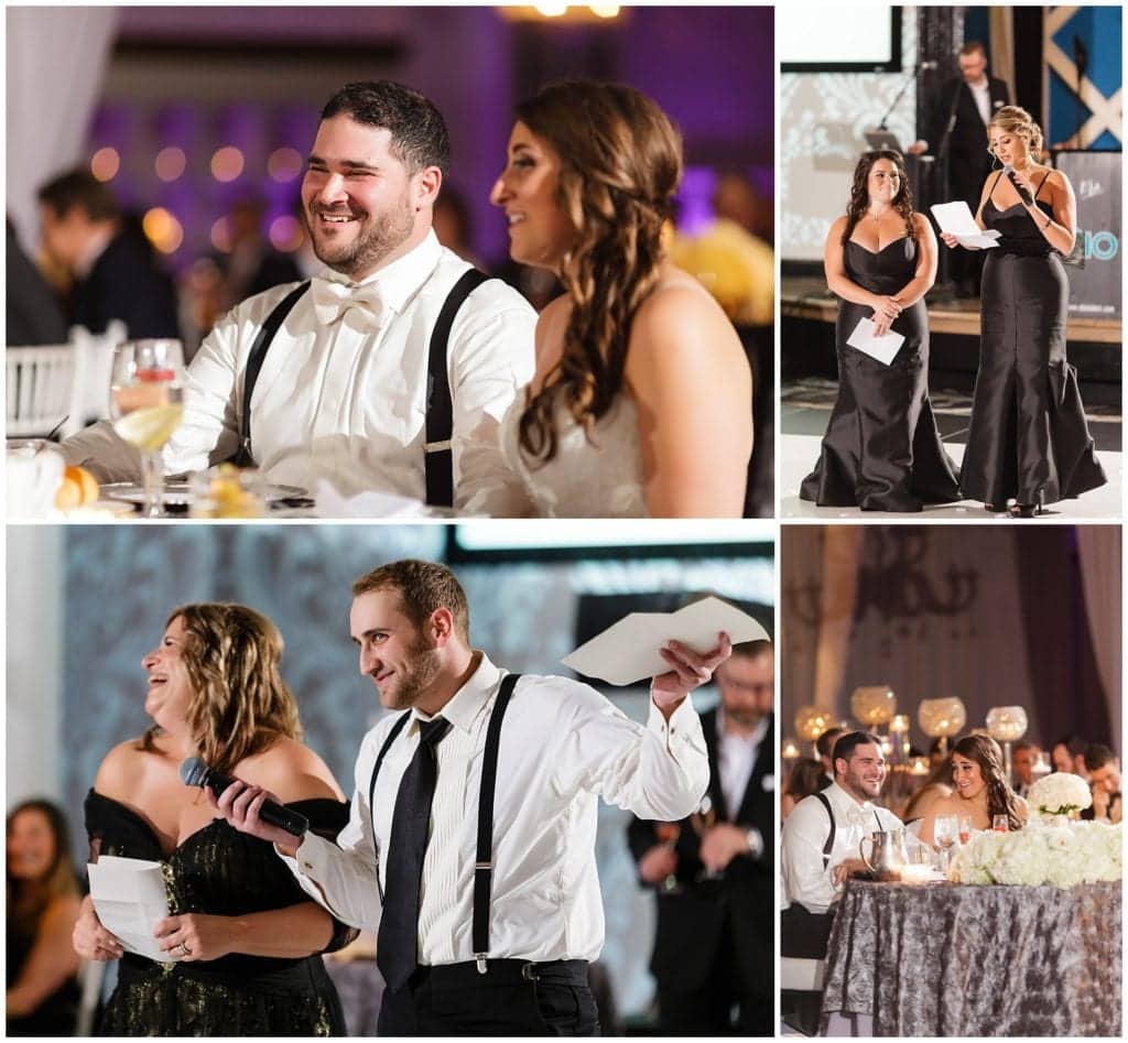 elegant black bridesmaid dresses, toast photos at Vie- Cescaphe Events