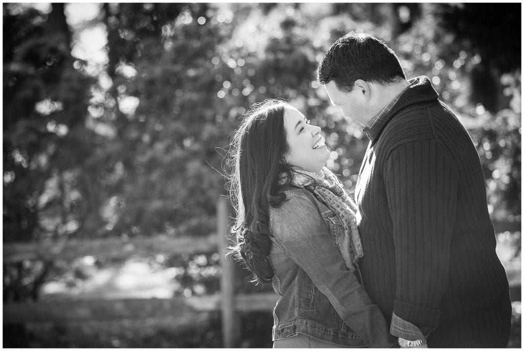 Love this black and white photo of couples engagement pictures in Delaware 