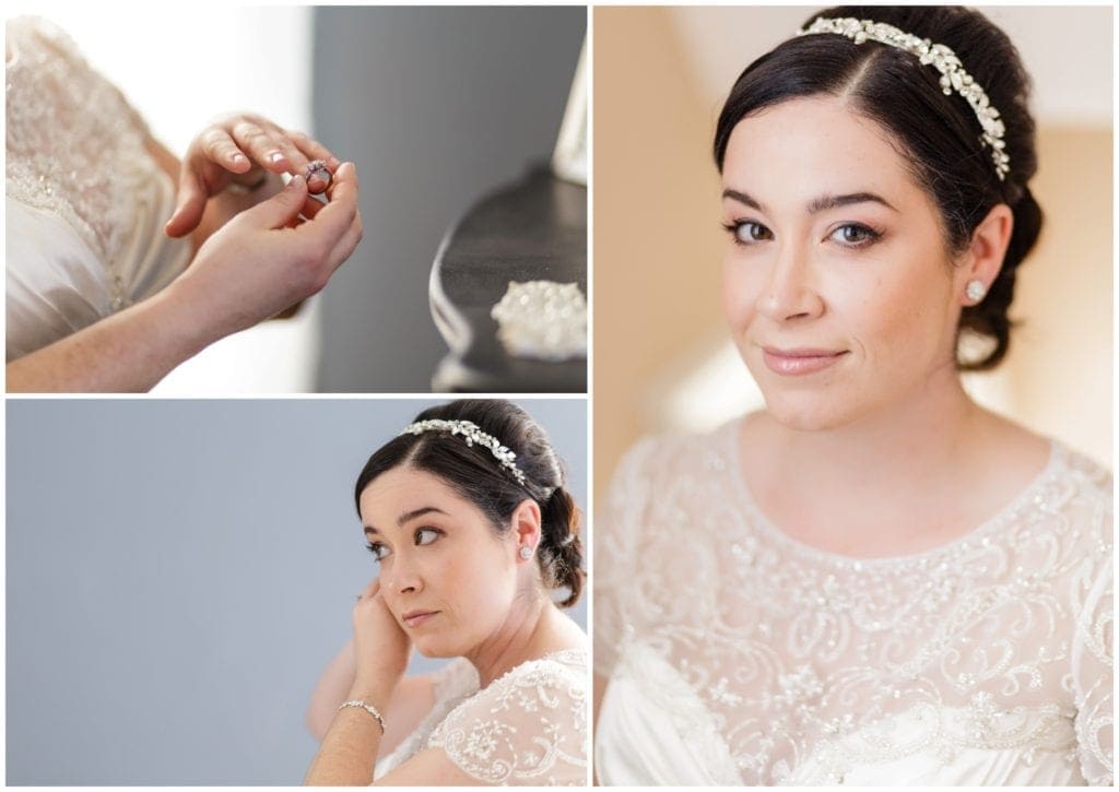 flawless bridal make up with neutral natural tones, love the bling on the hair accessory 