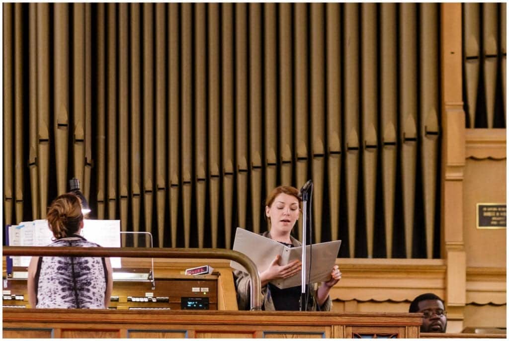 Soloist singing during wedding ceremony at St Coleman's Church 