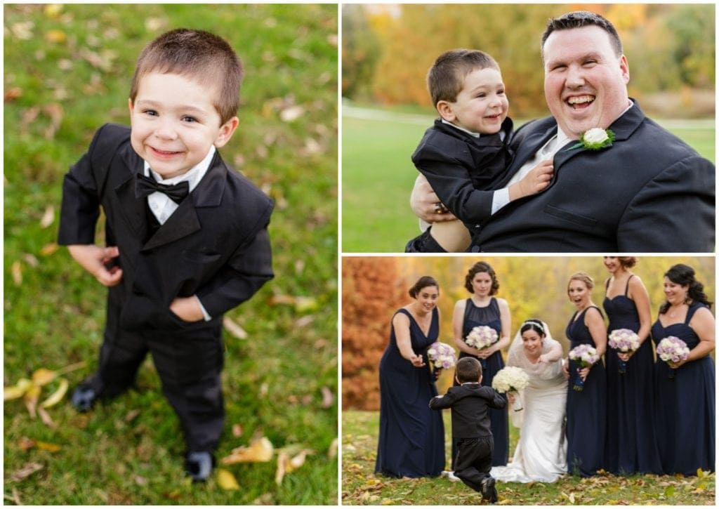 cute ring bearer photos, funny candid bridal party photos for this fall wedding