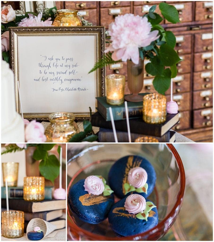 dark blue and pink wedding details- College of Physicians wedding photos