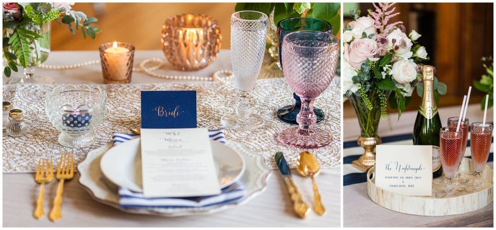 French country style wedding details, pink and blue 